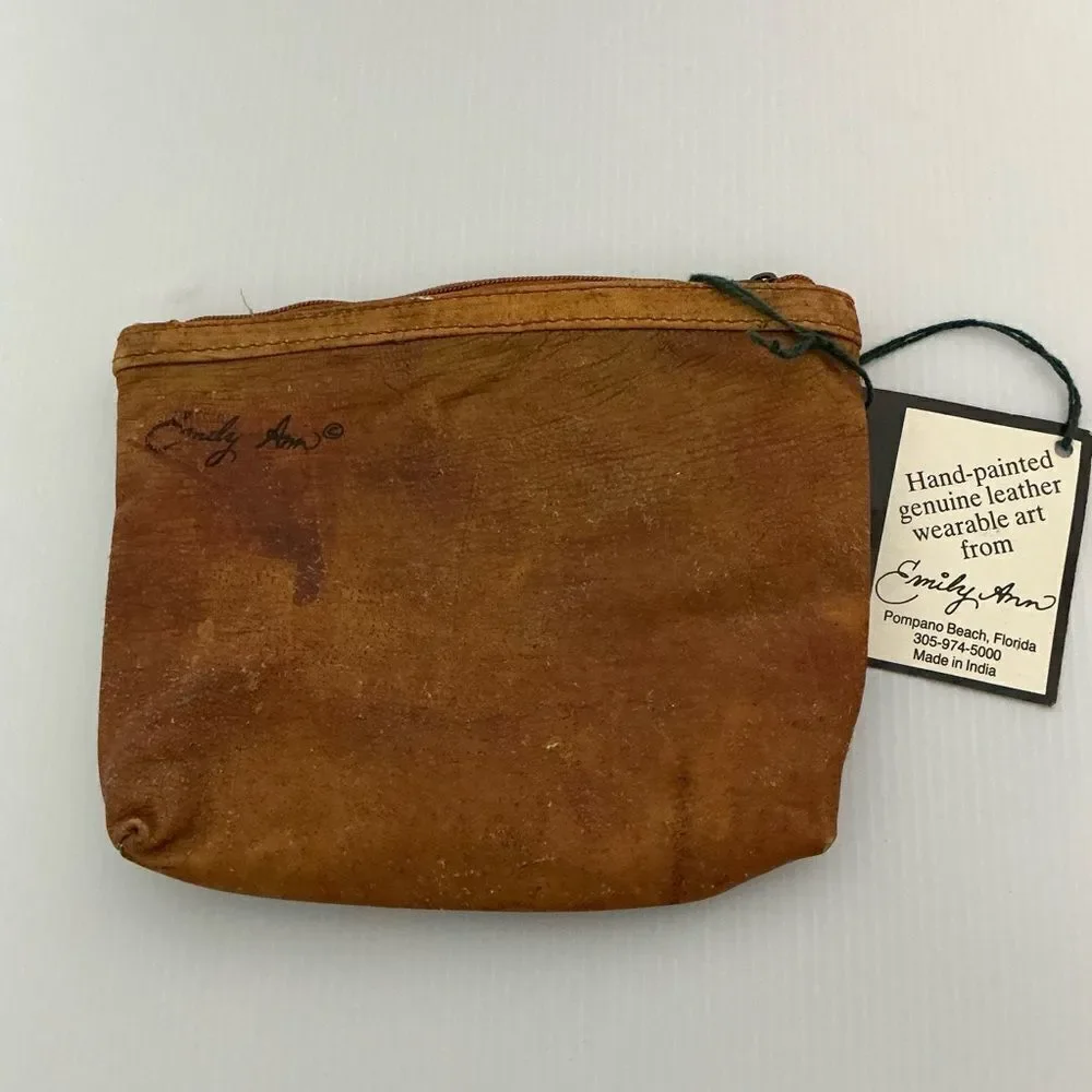 Emily Ann Of Boca Raton Handpainted Leather Cosmetic Bag Vintage NWT